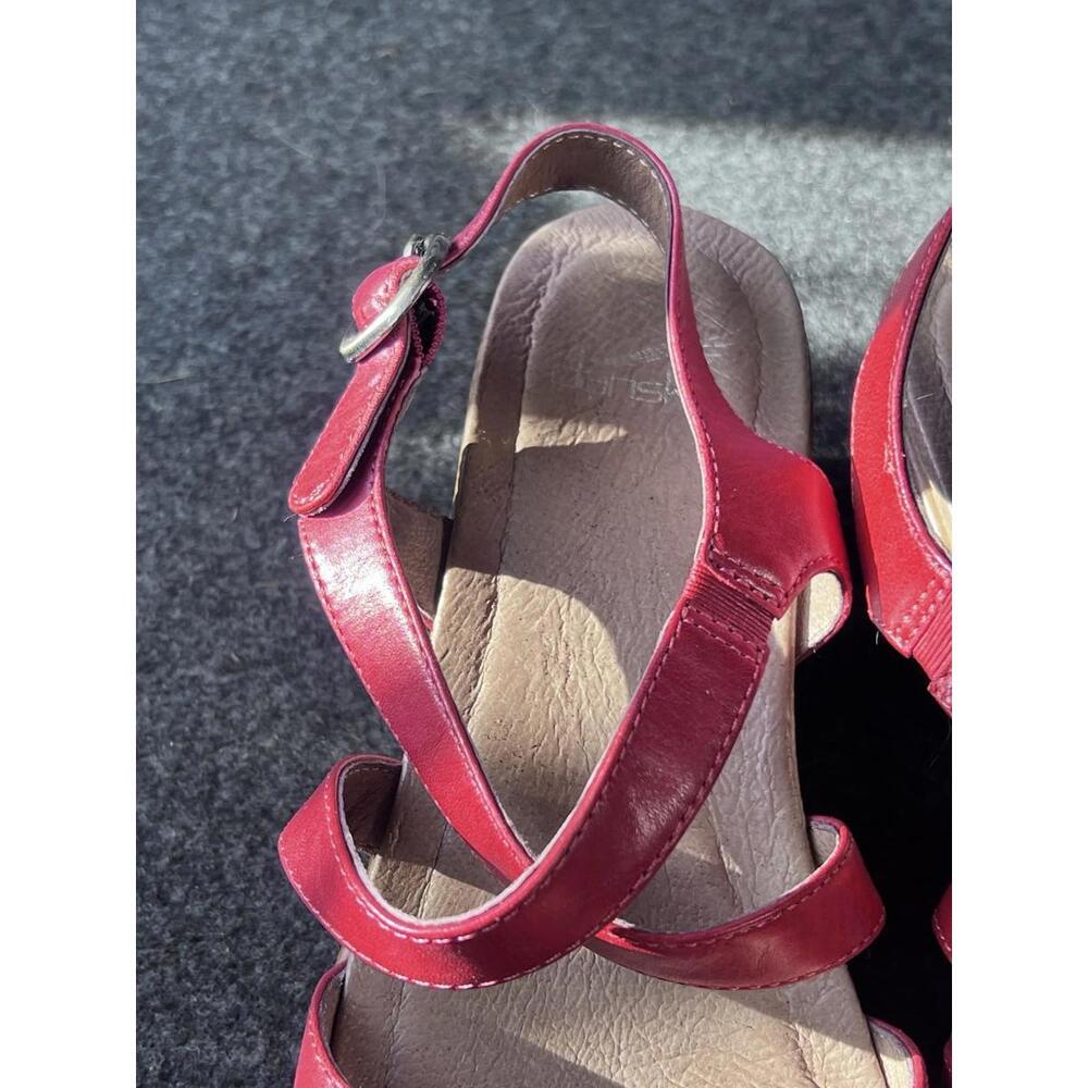 Dansko JESSIE Red Leather Wedge Sandals Womens Shoes Sz 37 (Women’s 7) EUC - Picture 5 of 9